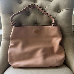 🆕{TORY BURCH}Brooke Pink Pebble Leather Hobo Bag